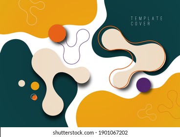 Colorful geometric background design. Composition of flowing shapes with trendy colors. Design for poster, page, flyer, cover. Vector illustration