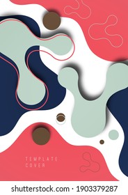 Colorful geometric background design. Composition of flowing shapes with trendy colors. Design for poster, page, flyer, cover. Vector illustration