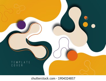 Colorful geometric background design. Composition of flowing shapes with trendy colors. Design for poster, page, flyer, cover. Vector illustration