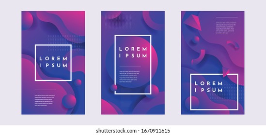 Diseño de fondo geométrico y colorido. Composición de formas fluidas con degradados de moda. Vector Eps10