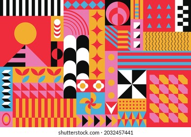 Colorful geometric background design - seamless funky pattern illustration