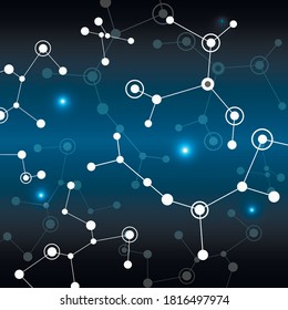 Colorful geometric background design. Vector white molecules with dots lines