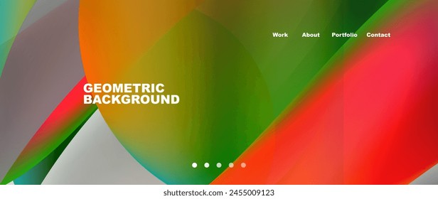 A colorful geometric background displaying a rainbow of colors, with circles and rectangles created using advanced technology for electronic devices