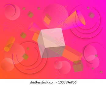 Colorful geometric background. Dynamic shapes composition. 3D vector illustration.