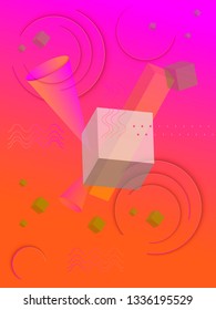 Colorful geometric background. Dynamic shapes composition. Futuristic design for background, banner, flyer, cover, presentation, poster, sale banner, party invitation. 3D vector illustration.