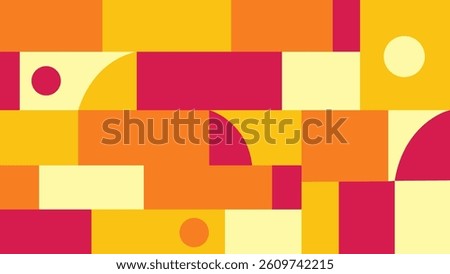A colorful geometric background featuring bold shapes in red, orange, and yellow tones. Perfect for modern and playful designs.