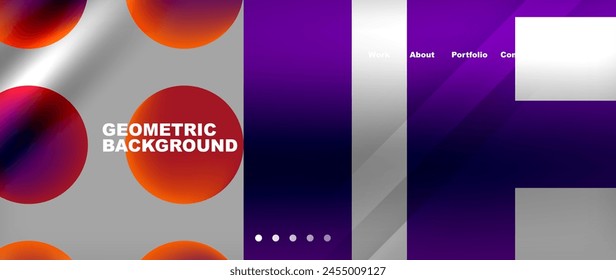 A colorful geometric background featuring circles and squares in shades of purple, violet, magenta, and electric blue. The pattern is bold and eyecatching