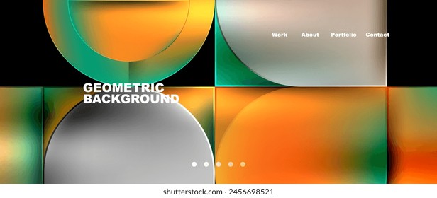 Colorido fondo geométrico con círculos y cuadrados en tonos de ámbar, naranja y objeto astronómico. Este intrincado patrón es perfecto para eventos de Fotografía de macros y diseño de Fuentes