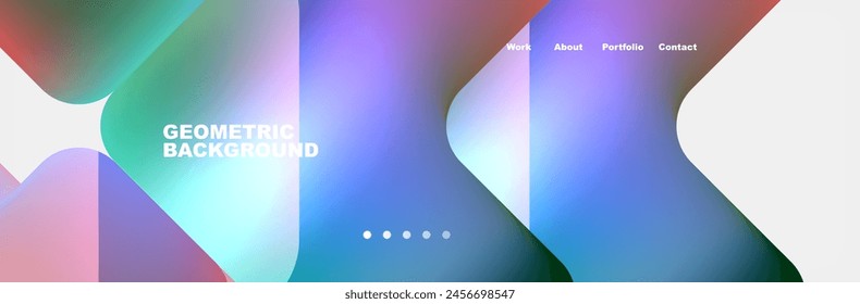 A colorful geometric background featuring a rainbow of colors including violet, electric blue, and magenta. The design showcases symmetry and technology, resembling a macro photography of circles