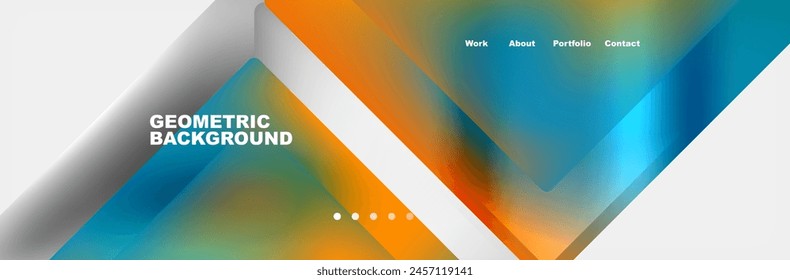Un fondo geométrico colorido con tonos vibrantes de ámbar, naranja y triángulos de azul eléctrico sobre un fondo blanco. Perfecto para un diseño moderno con un toque de inspiración de iluminación automotriz
