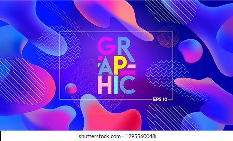 Colorful geometric background. Fluid graphic shapes composition. Abstract shapes composition for banner, poster, cover. Fashionable modern trendy style. Easy editable cover template. Eps 10 Vector 