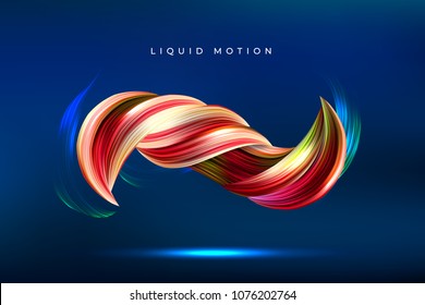 Colorful geometric background. Fluid shapes composition, 3D abstract paint brush stroke. Color spiral wave. Eps10 vector.