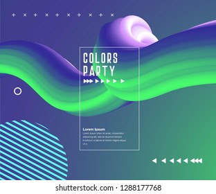 Colorful geometric background. Fluid shapes composition