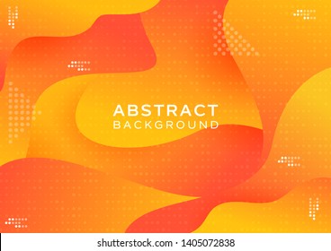 Colorful geometric background. Fluid shapes composition with orange color
