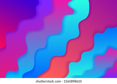 Colorful geometric background. Fluid shapes composition. Liquid blue purple colors background design. Wavy geometric fluid gradient shapes, vivid bright abstract banner backdrop. Trendy waves, curves