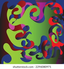Farbiger geometrischer Hintergrund. Zusammensetzung der flüssigen Formen. Geometrisches, abstraktes Farbverlauf-Ornament mit abstraktem Hintergrund, nahtloses Design