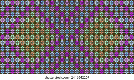 Fondo geométrico colorido, patrón abstracto floral brillante en estilo diamante. Diseño de Vector plano sin fin para Fondo de pantalla, cubierta, papel de embalaje, textil, baldosa de cerámica.