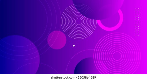 Fondo geométrico colorido, fondo azul degradado con tema circular, Ilustración vectorial