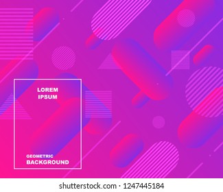 Colorful geometric background. background with gradient color pink and purple. Capsule shapes composition. Eps10 vector illustration.