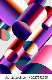 Colorful geometric background. Gradient round shapes with diagonal lines. Abstract vector illustration.