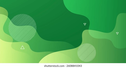 Colorful geometric background. Green elements with fluid gradient. Dynamic shapes composition. Eps10 vector