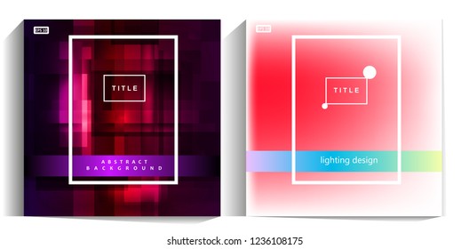 Colorful geometric background. Illuminated rectangles. Pink background with gradient. Eps10 vector.