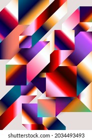 Colorful geometric background. Isometric cubes with bright line gradients. Abstract composition for poster design.
