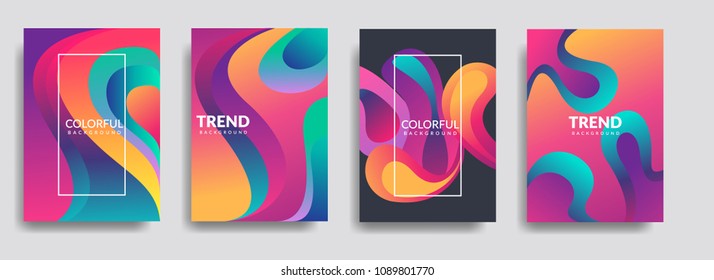 Colorful geometric background. Liquid, flow, fluid background. Fluid shapes composition. Modern abstract covers set. Fluid colors shapes. Poster design. Cool gradient shapes background. Eps10 vector. 