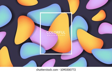 Colorful geometric background. Liquid, flow, fluid background. Fluid 3d shapes composition. Modern abstract cover. Fluid colors shapes. Poster design. Cool gradient shapes background. Eps10 vector. 