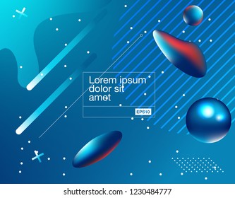 Colorful geometric background. Liquid, flow, fluid background. Fluid 3d shapes composition. Modern abstract cover