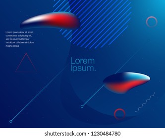 Colorful geometric background. Liquid, flow, fluid background. Fluid 3d shapes composition. Modern abstract cover