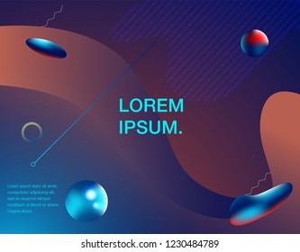 Colorful geometric background. Liquid, flow, fluid background. Fluid 3d shapes composition. Modern abstract cover