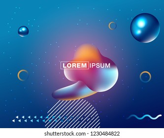 Colorful geometric background. Liquid, flow, fluid background. Fluid 3d shapes composition. Modern abstract cover