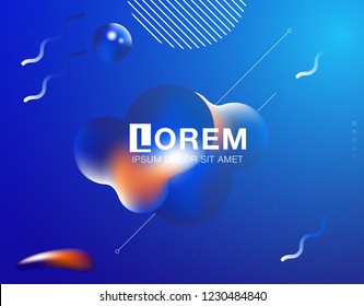 Colorful geometric background. Liquid, flow, fluid background. Fluid 3d shapes composition. Modern abstract cover