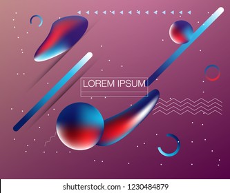 Colorful geometric background. Liquid, flow, fluid background. Fluid 3d shapes composition. Modern abstract cover