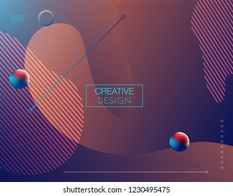 Colorful geometric background. Liquid, flow, fluid background. Fluid 3d shapes composition. Modern abstract cover