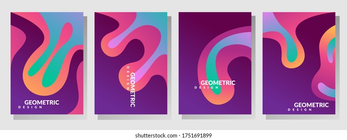 Colorful geometric background. Liquid, flow, fluid background. Fluid shapes composition. Modern abstract covers set. Fluid colors shapes. Poster design. Cool gradient shapes background. Eps10 vector. 