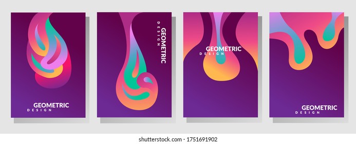 Colorful geometric background. Liquid, flow, fluid background. Fluid shapes composition. Modern abstract covers set. Fluid colors shapes. Poster design. Cool gradient shapes background. Eps10 vector. 