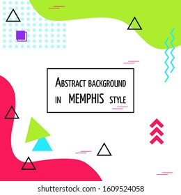 Colorful geometric background in Memphis style. Template. Poster. Vector.