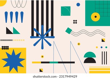 Colorful geometric background. Minimal cover template design for web. Modern abstract background with geometric shapes and lines. Eps10 Vector. Collection trendy halftone vector geometric shapes.