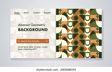 Colorful geometric background. Modern retro graphic design landing page.