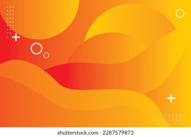 Colorful geometric background. Orange elements with fluid gradient. Dynamic shapes composition. Vector illustration