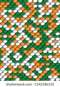 colorful geometric background with paper cut realistic elements in colors of flag of india
