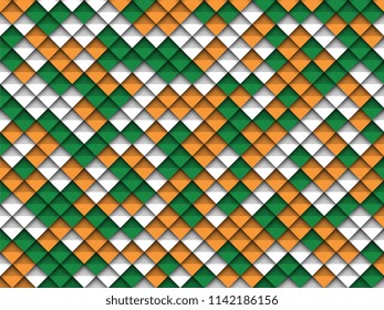 colorful geometric background with paper cut realistic elements in colors of flag of india