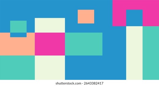 Colorful geometric background, geometric pattern texture, random square shape pattern, abstract pixels with summer colors