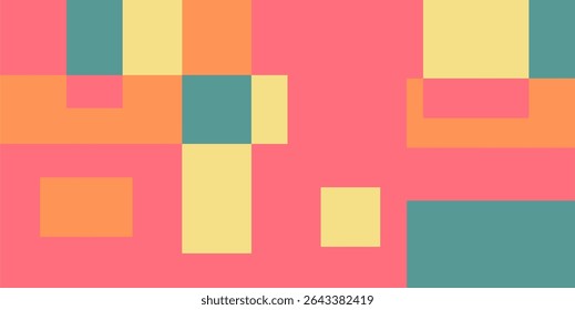 Colorful geometric background, geometric pattern texture, random square shape pattern, abstract pixels with summer colors