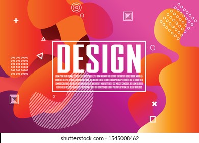 Colorful Geometric Background. Rainbow 3d Fluid Shapes. Futuristic Gradient. Minimal Pattern. Neon Wave Brochure. Abstract Poster. Orange Minimal Concept. Pink Flow Brochure. 3d Fluid Banner.