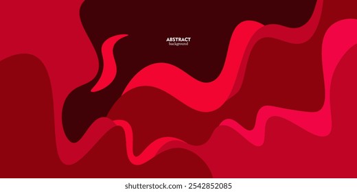 Colorful geometric background. Red elements with liquid gradient wave pattern. Dynamic shape composition. Eps10