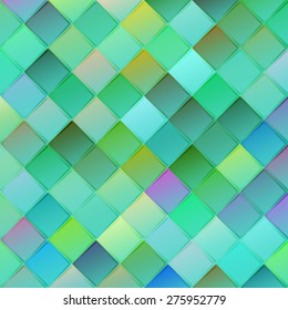 Colorful geometric background with rhombus on blurred gradient background for web design in green colors