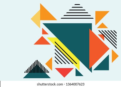 Colorful geometric background. Template for poster, backdrop, book cover, brochure, and vector illustration. Abstract geometric triangles background. Simple geometric background